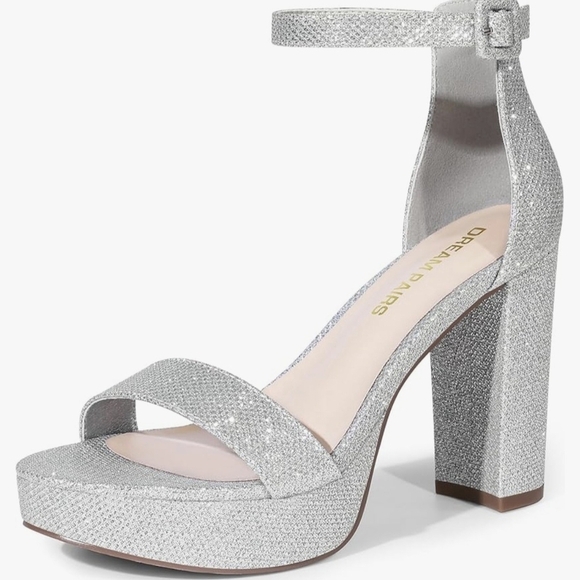 Dream Pairs Silver Block Heel Sandals #651 - Picture 8 of 11